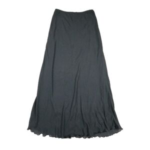 Vintage Long Elegant Legs Black Maxi Skirt Large Tall Ruffle Lace Stretch Goth